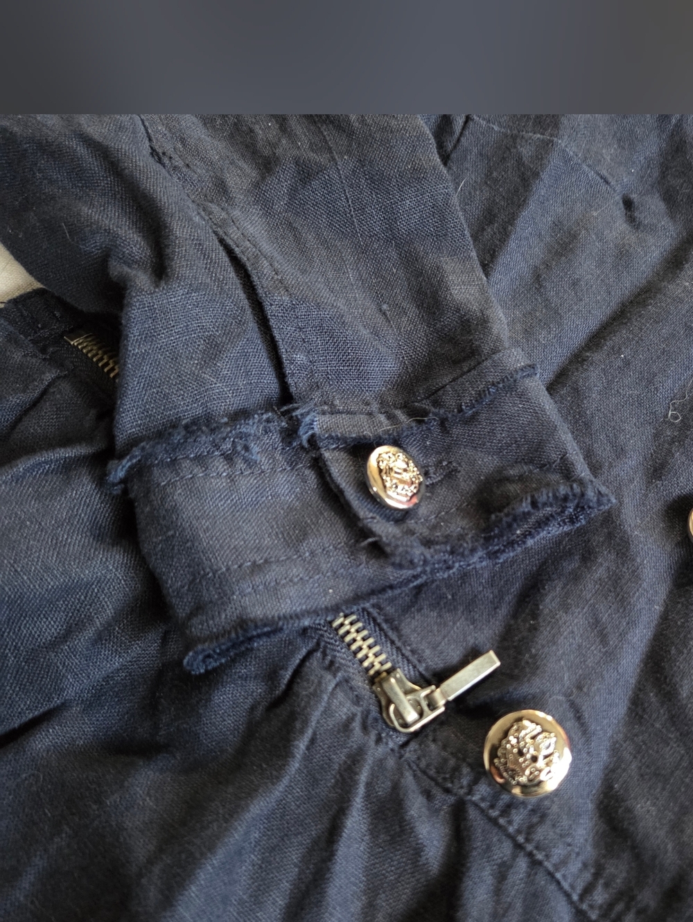 INC International Concepts Navy Frayed-Trim Jacket - Picture 3 of 5